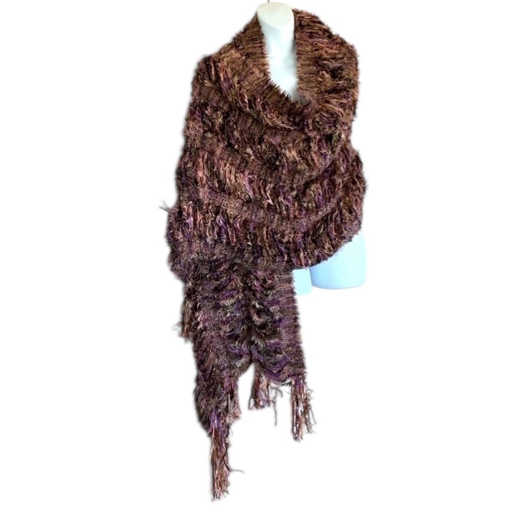 MOCA PRENDADA wrap shawl, lush Brazilian hand woven fiber art, 22”x 90” NWT OSFM